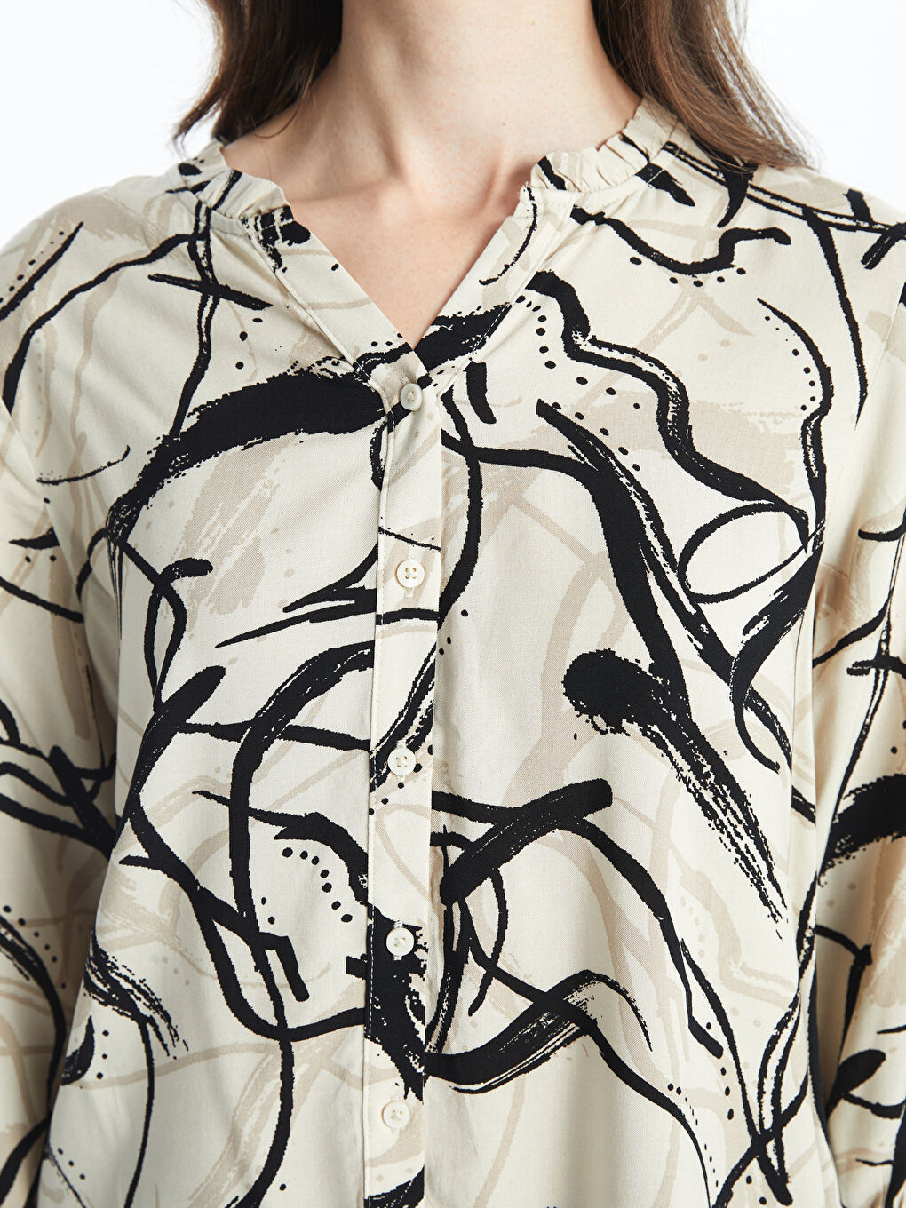 Notch Neck Patterned Women's Blouse -S57200Z8-LQB