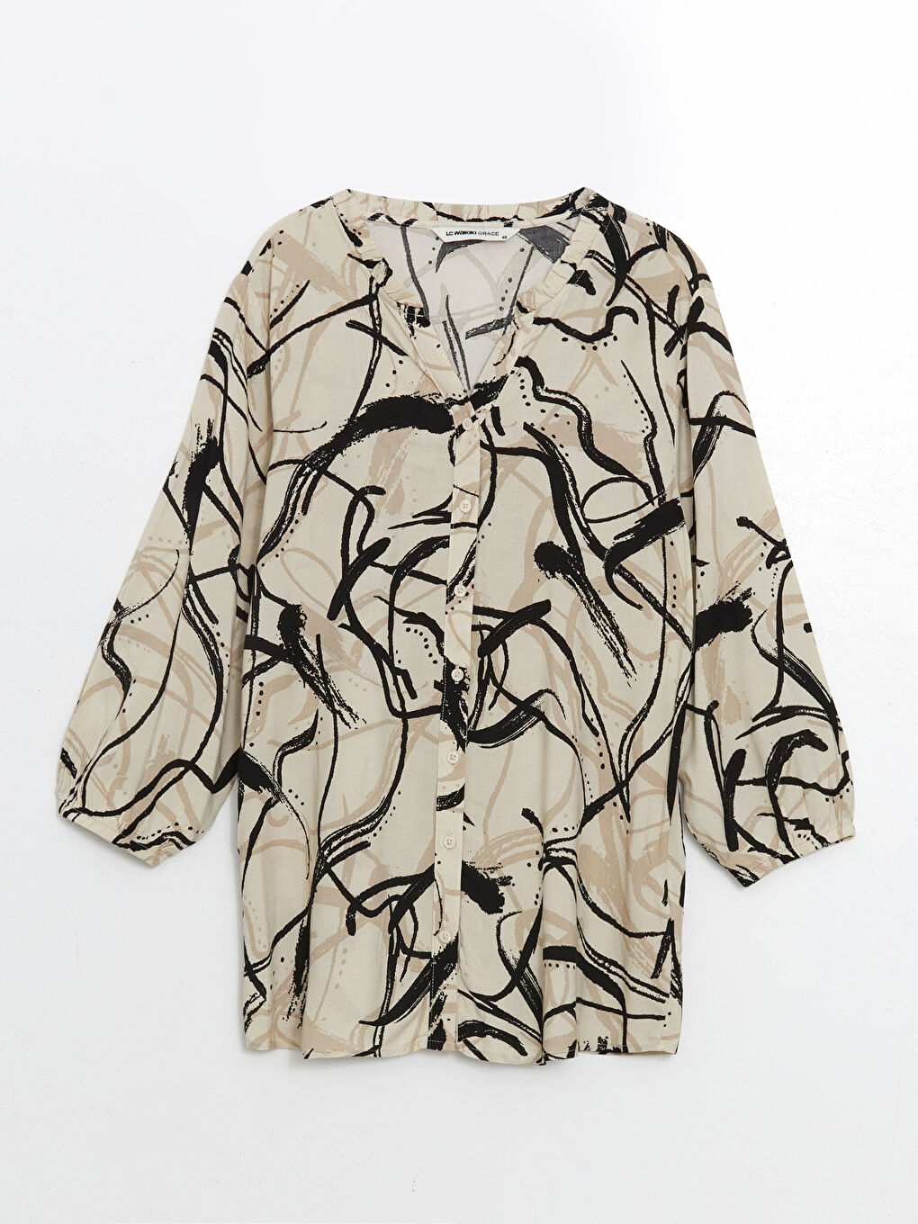 Notch Neck Patterned Women's Blouse -S57200Z8-LQB