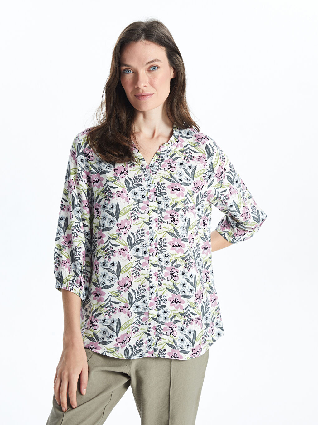 Notch Neck Patterned Women's Blouse -S57200Z8-LRA