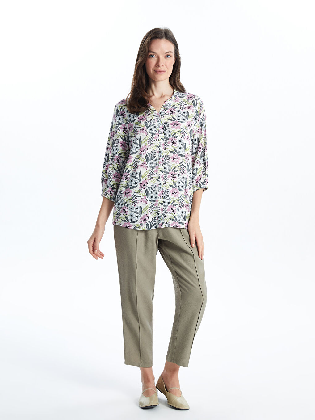 Notch Neck Patterned Women's Blouse -S57200Z8-LRA