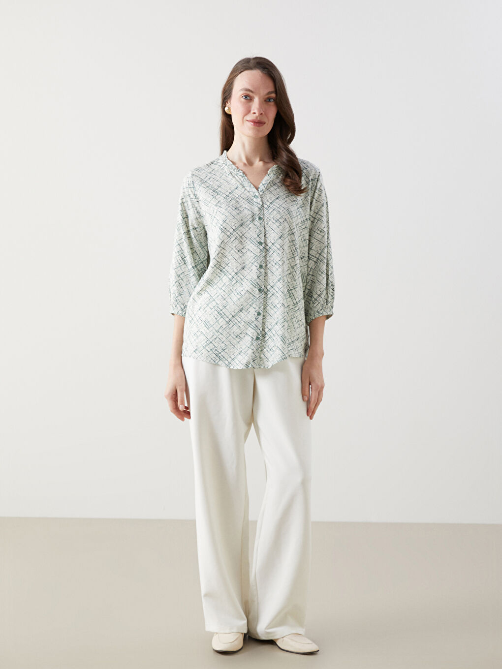 Notch Neck Patterned Women's Blouse -S57200Z8-LRF