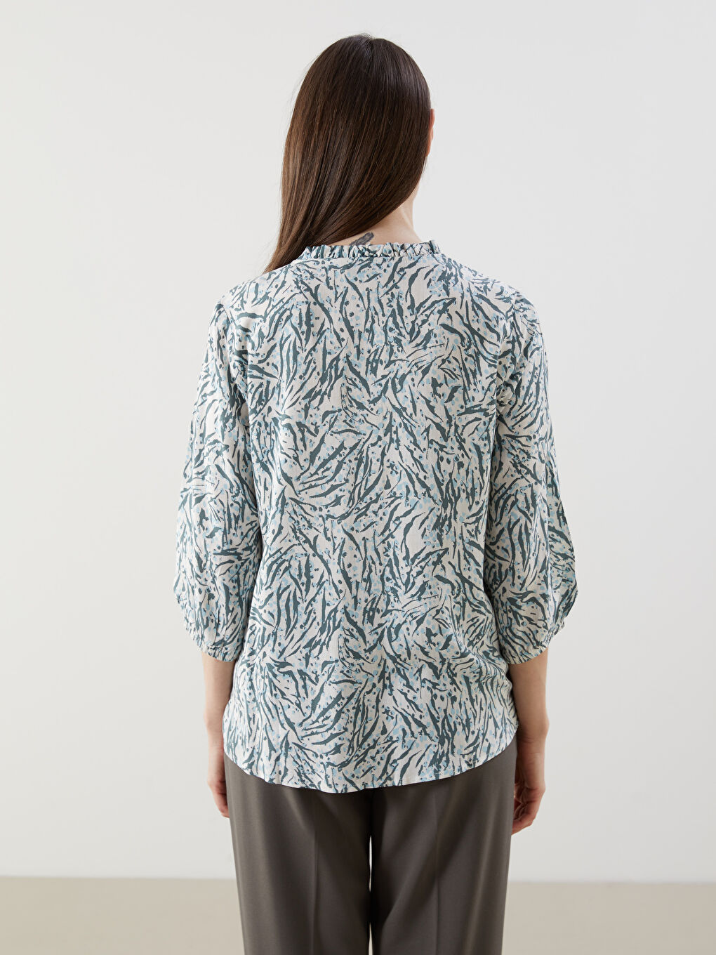 LCW Grace Kerbausschnitt Gemusterte Bluse -S57200Z8-LRK