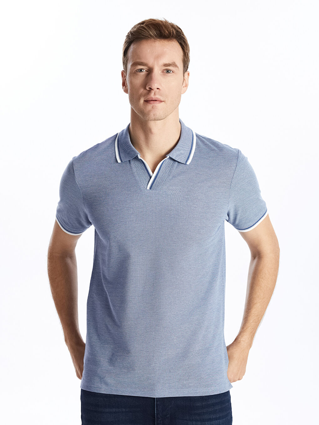 Polo Neck Short Sleeve Pique Men's T-Shirt -S57201Z8-MHY