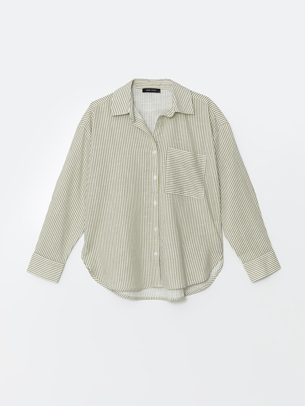 Striped Oversize Linen-Look Women's Shirt -S57207Z8-LFT