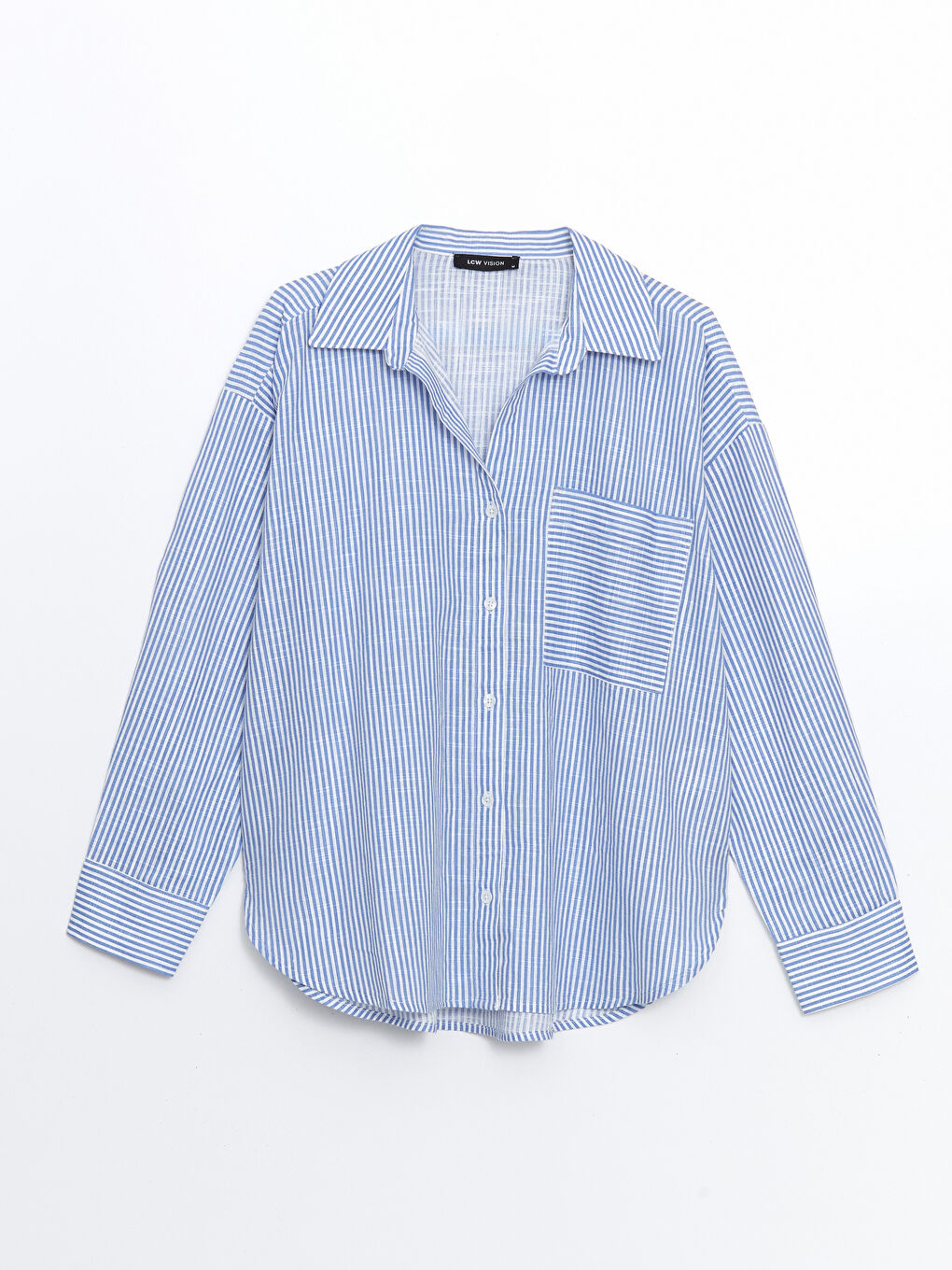 Striped Oversize Linen-Look Women's Shirt -S57207Z8-LEN