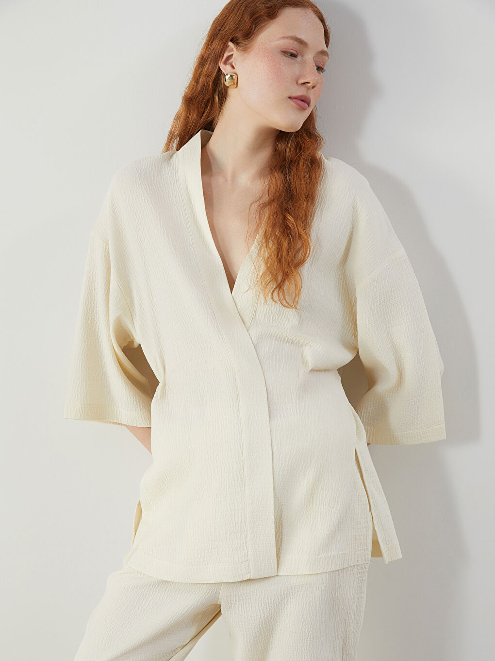 Shawl Collar Oversize Women's Kimono