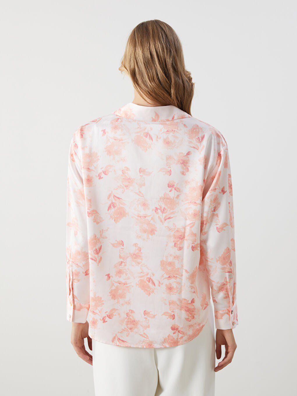 Loose Fit Women's Satin Shirt -S57209Z8-LT4