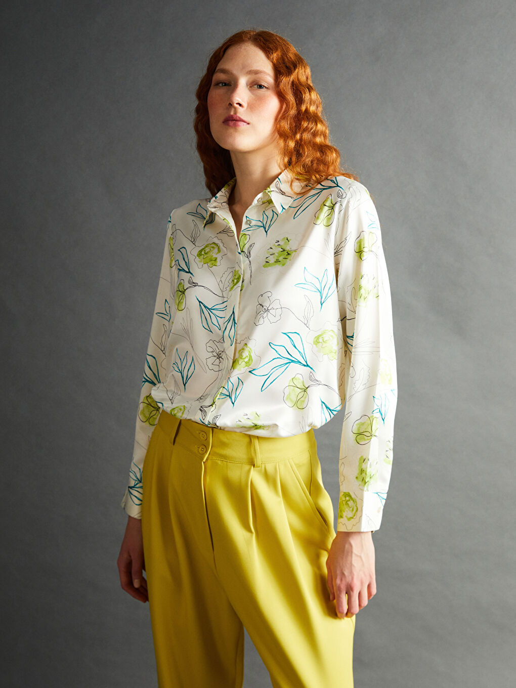 Loose Fit Women's Satin Shirt -S57210Z8-LRA