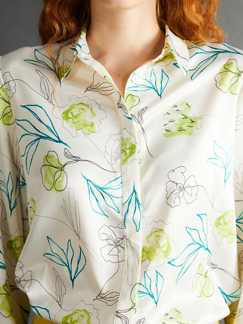 Loose Fit Women's Satin Shirt -S57210Z8-LRA