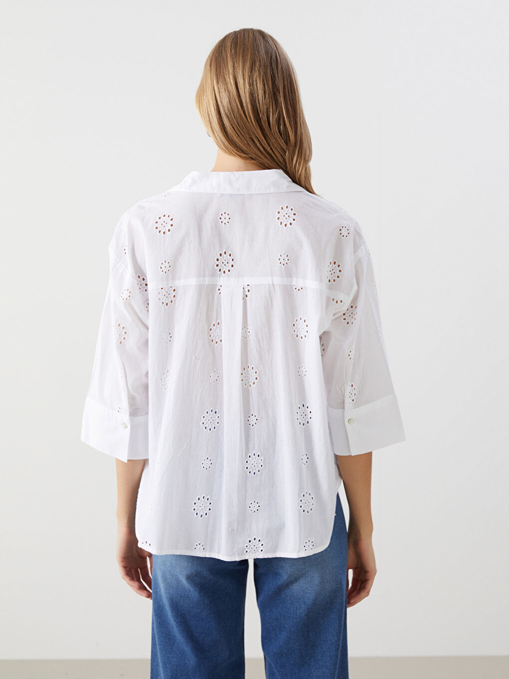 Openwork Oversize Women's Shirt-3