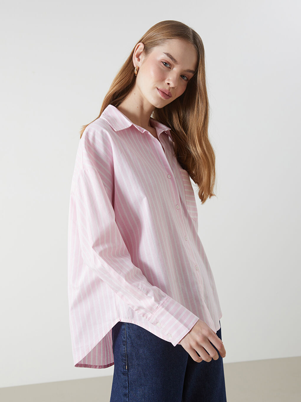 Loose Fit Oxford Women's Shirt -S57215Z8-LHK