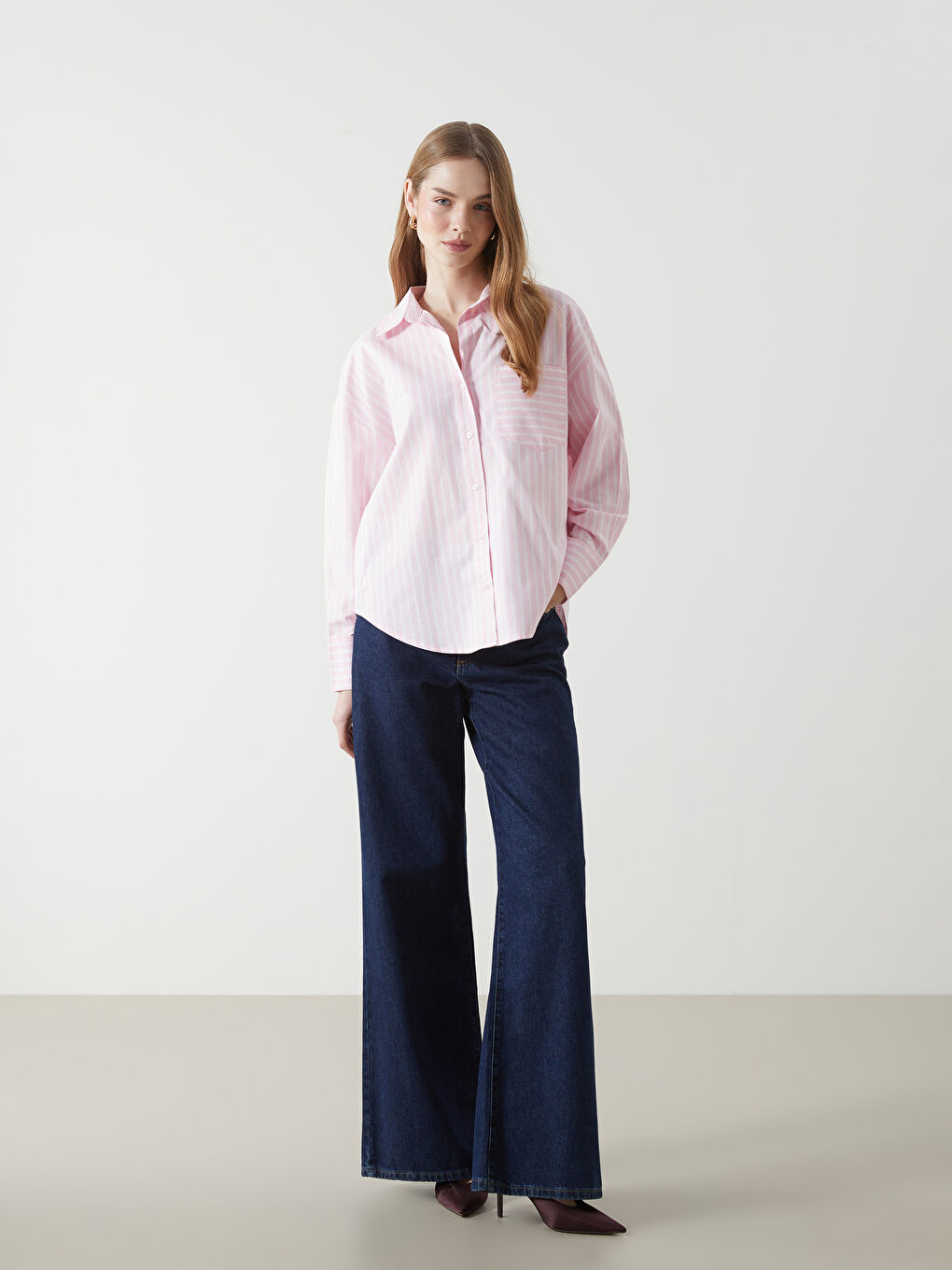 Loose Fit Oxford Women's Shirt -S57215Z8-LHK