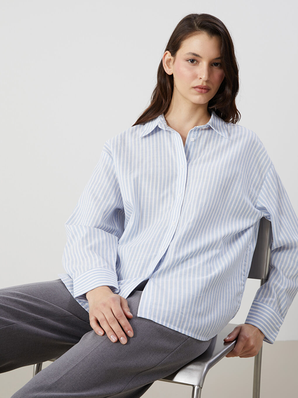 Striped Women's Shirt -S57219Z8-LEN