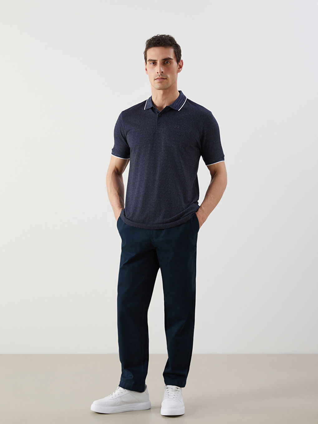 Polo Neck Plain Piped Men's T-Shirt -S57227Z8-MLC