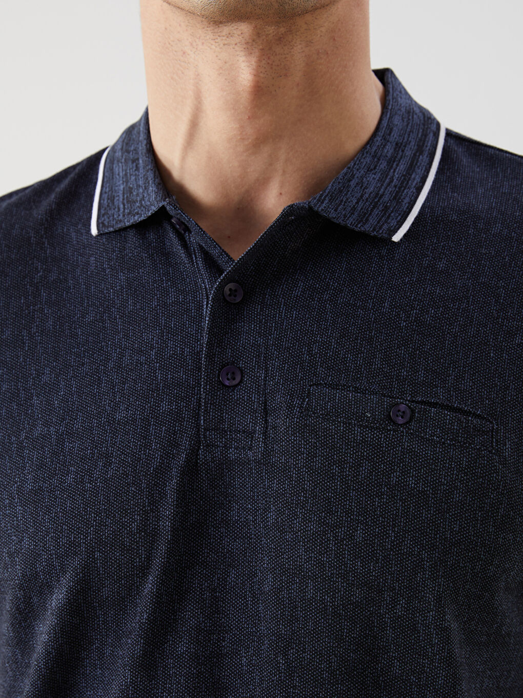 Polo Neck Plain Piped Men's T-Shirt -S57227Z8-MLC