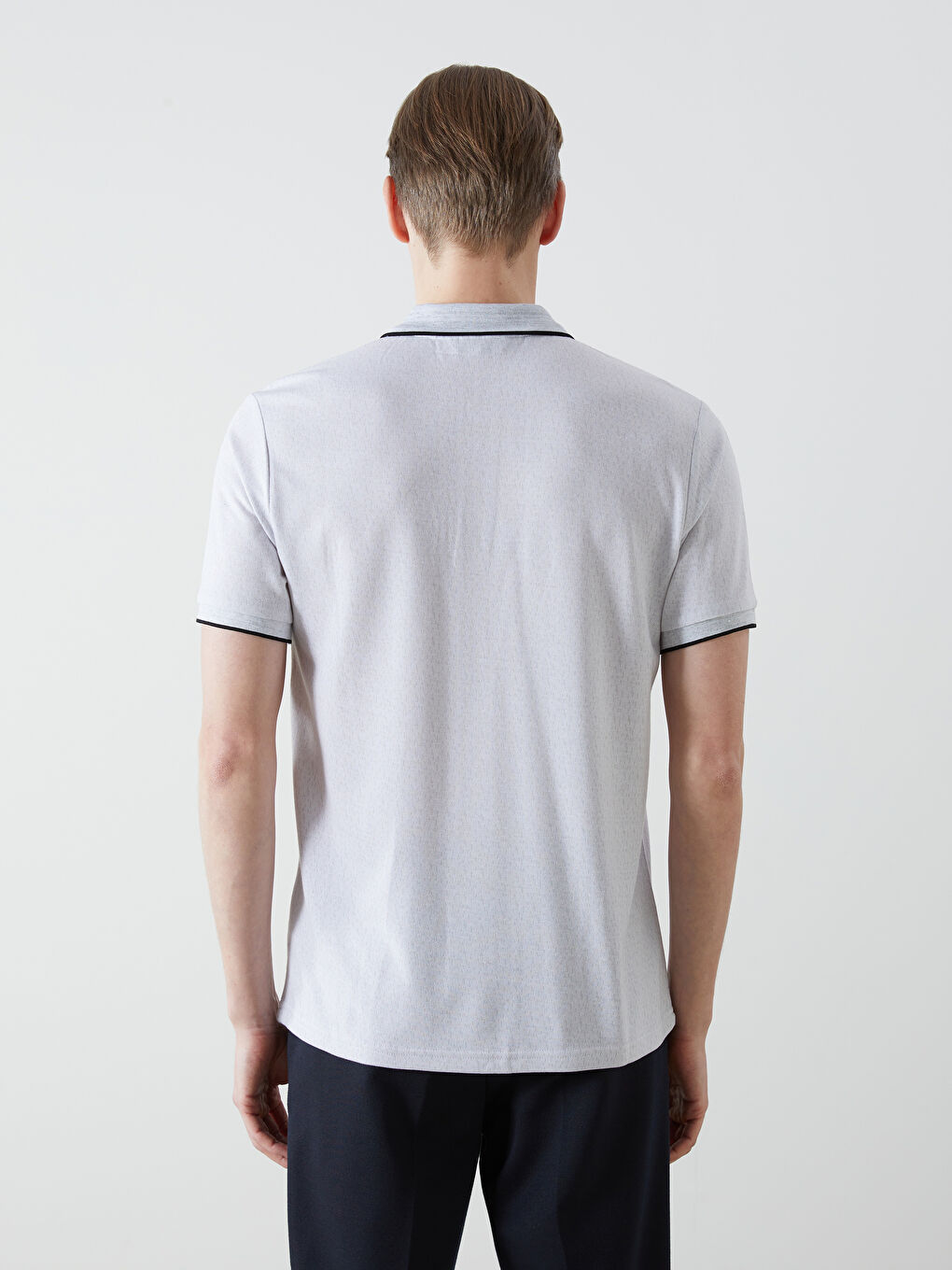 Polo Neck Plain Piped Men's T-Shirt -S57227Z8-MNG