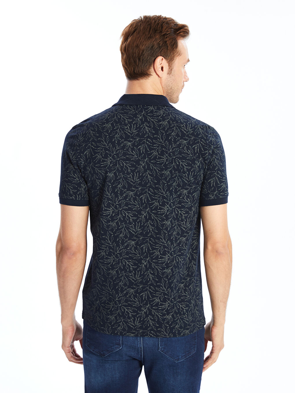 Polo Neck Short Sleeve Patterned Pique Men's T-Shirt -S57228Z8-LSJ