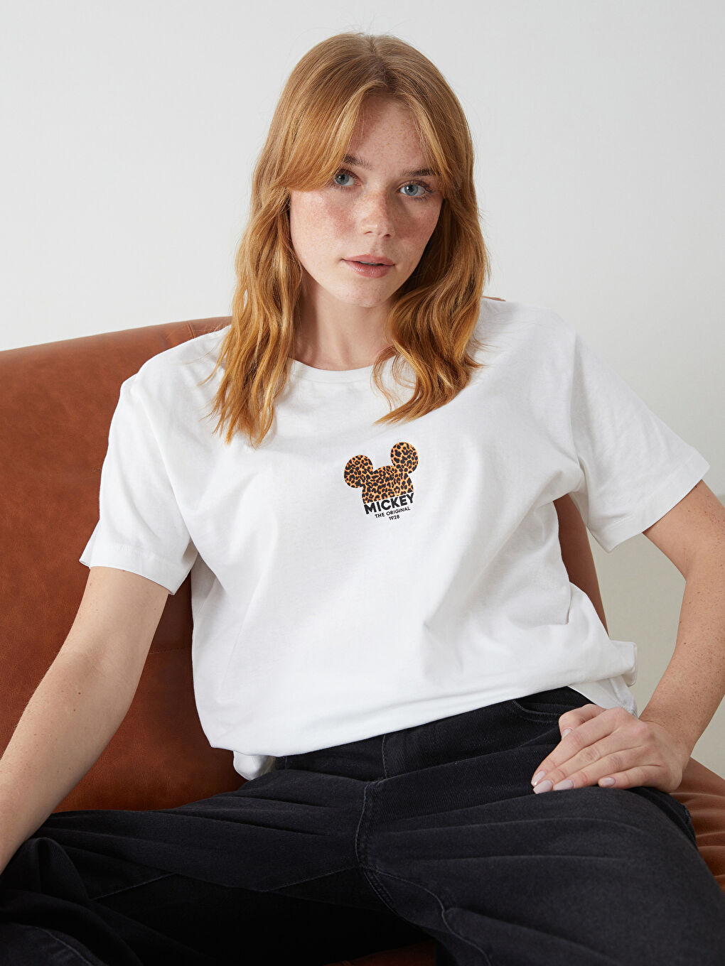 Crew Neck Mickey Mouse Printed Women's T-Shirt -S57241Z8-R9J