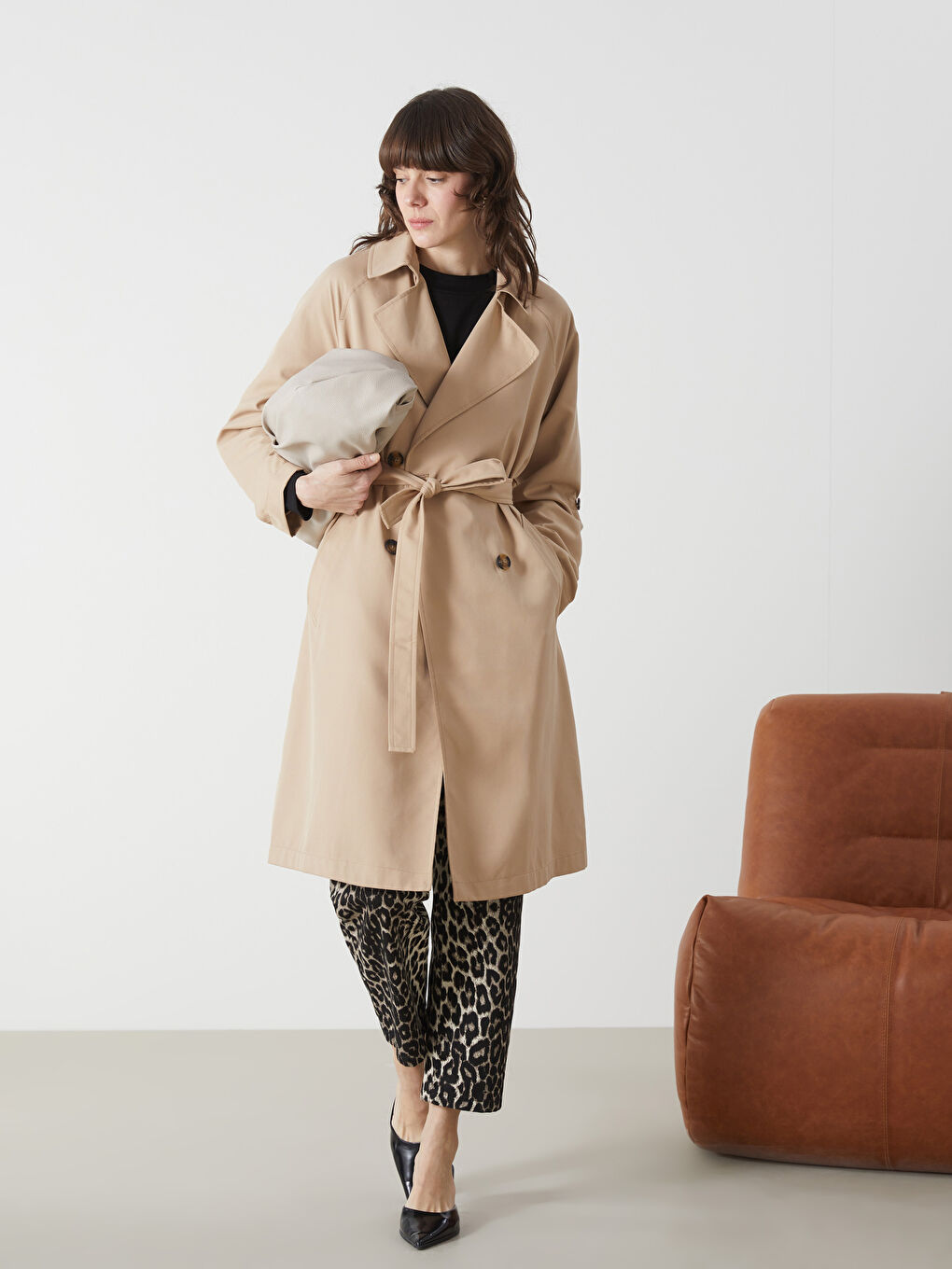Jacket Neck Women's Trenchcoat -S57247Z8-KNF