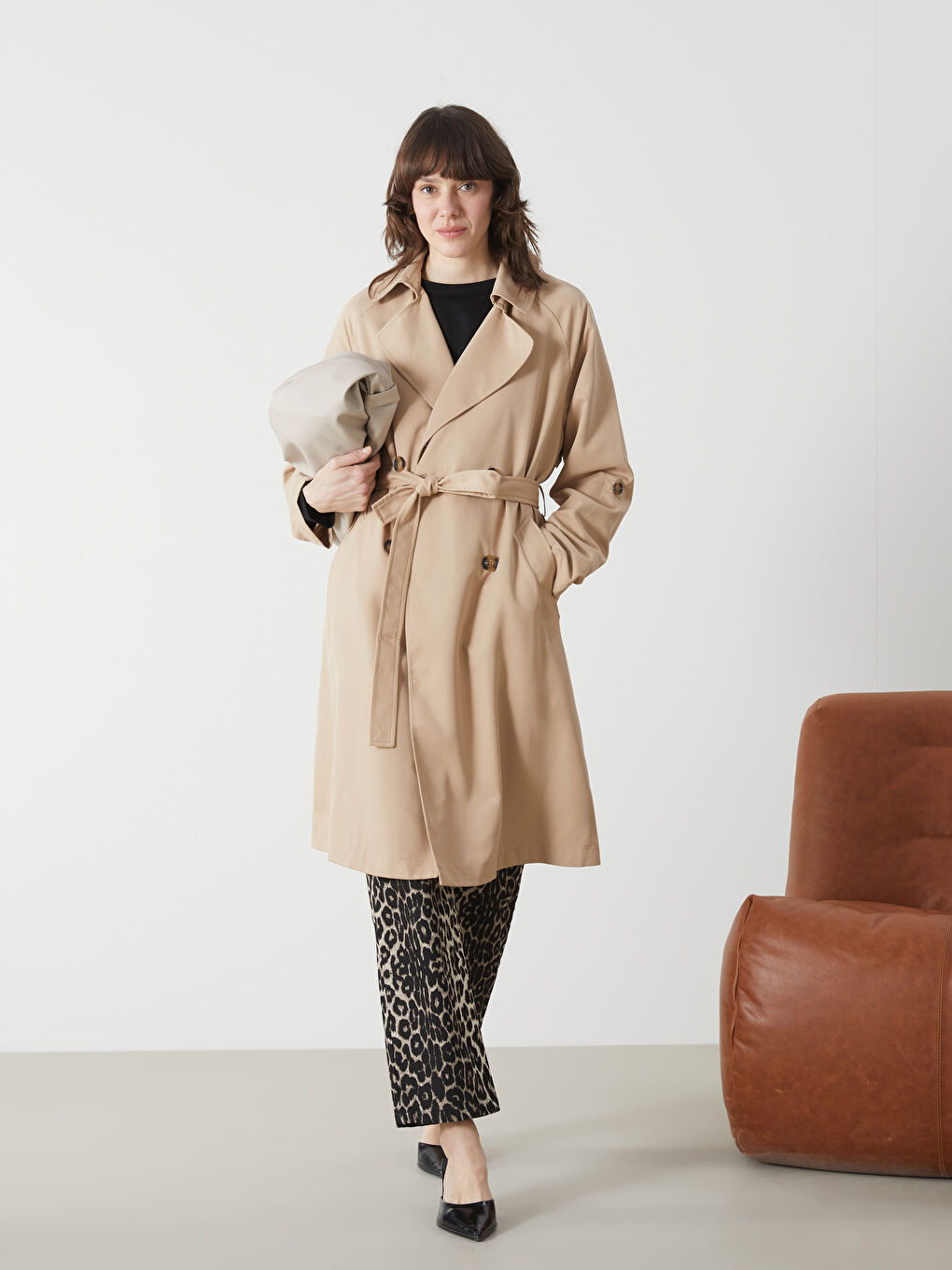 Jacket Neck Women's Trenchcoat -S57247Z8-KNF
