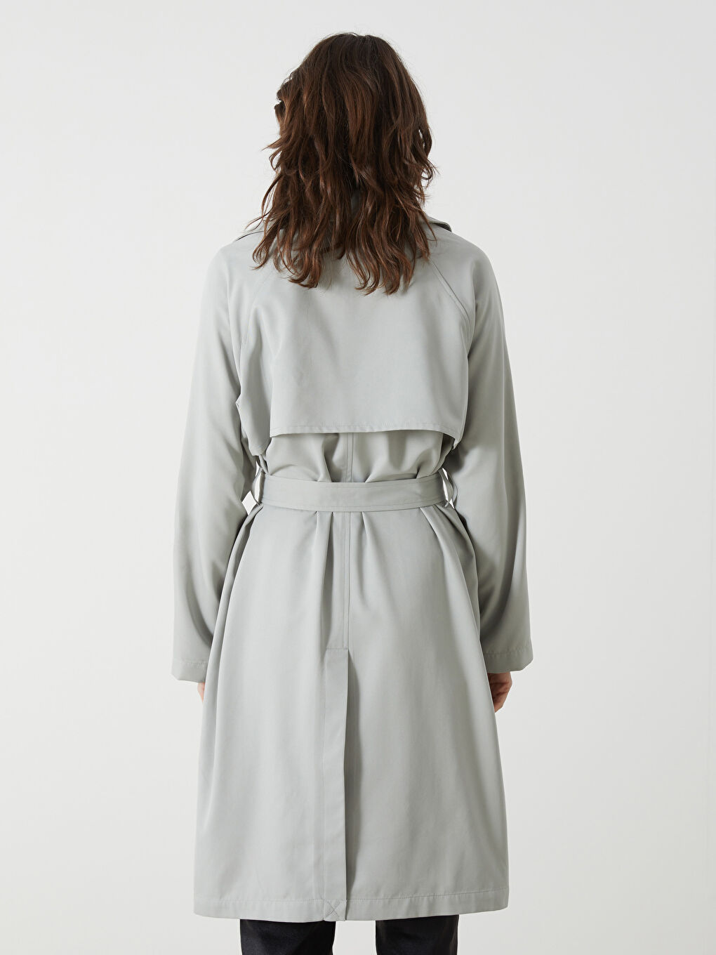 Women's Jacket Collar Plain Trench Coat -S57248Z8-GLJ