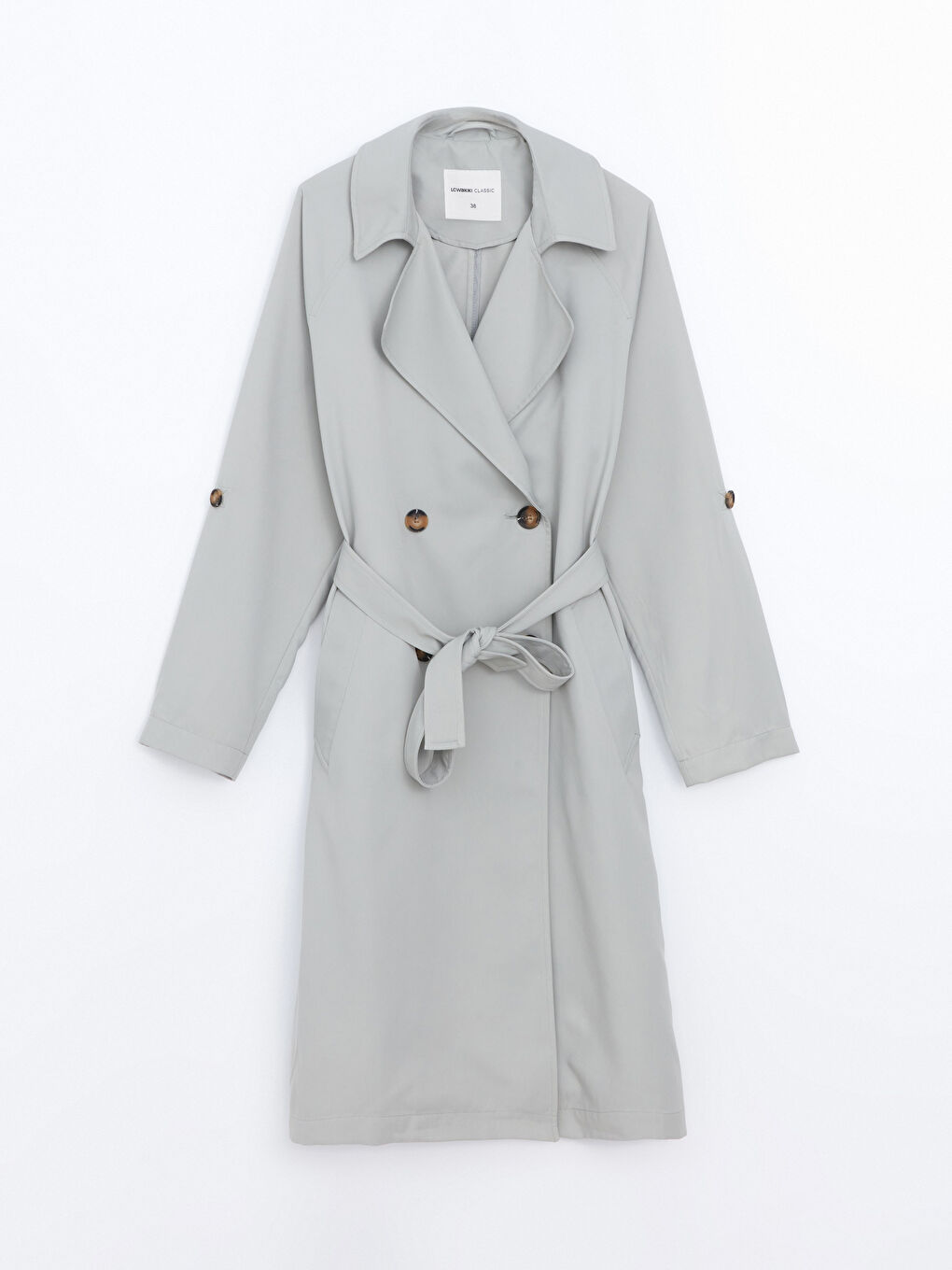 Women's Jacket Collar Plain Trench Coat -S57248Z8-GLJ