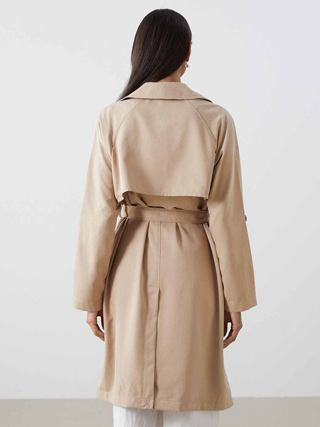 Women's Jacket Collar Plain Trench Coat -S57248Z8-KNF