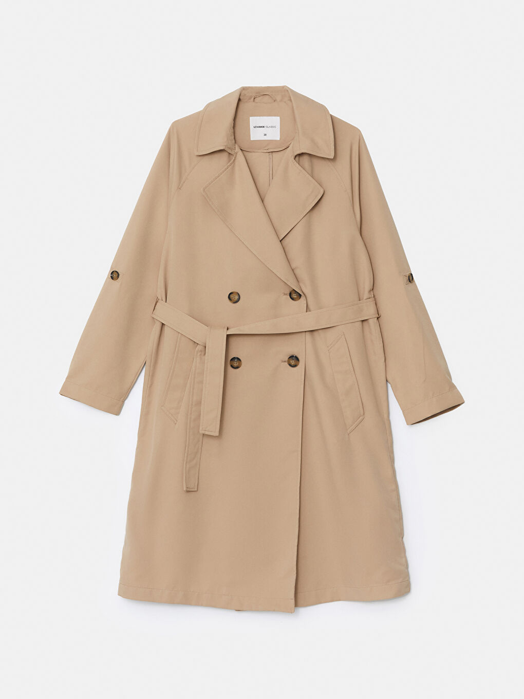 Women's Jacket Collar Plain Trench Coat -S57248Z8-KNF