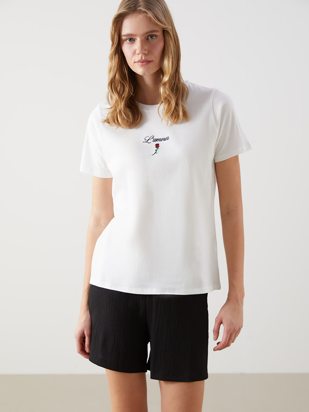 LCW Vision Crew Neck Printed Jersey Women's T-Shirt -S57249Z8-R9J