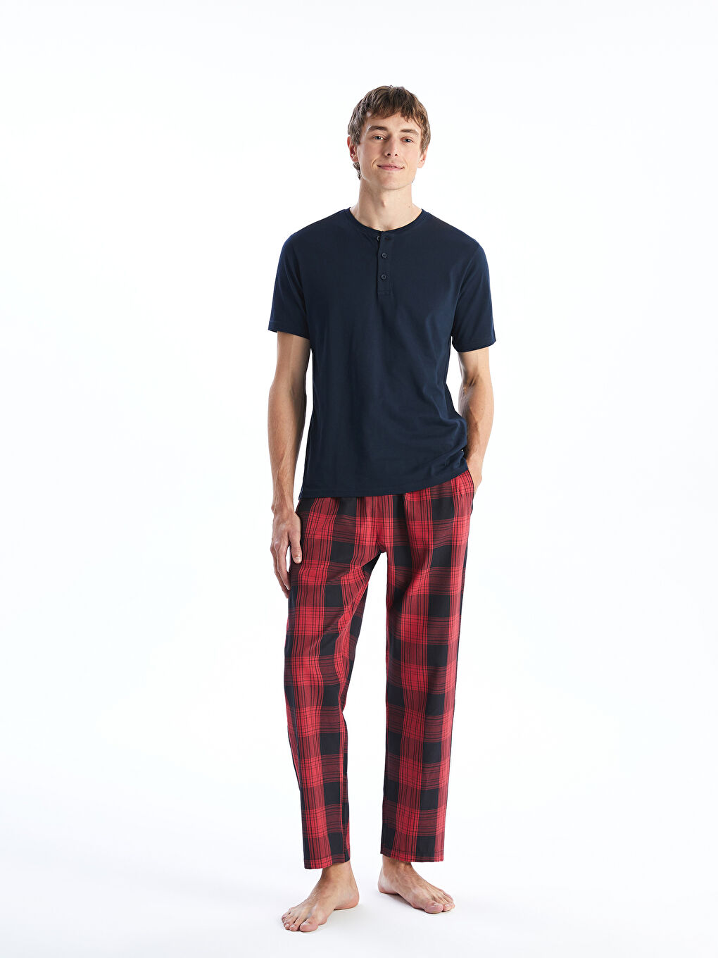 Crew Neck Short Sleeve Men's Pajama Top -S57256Z8-LBF