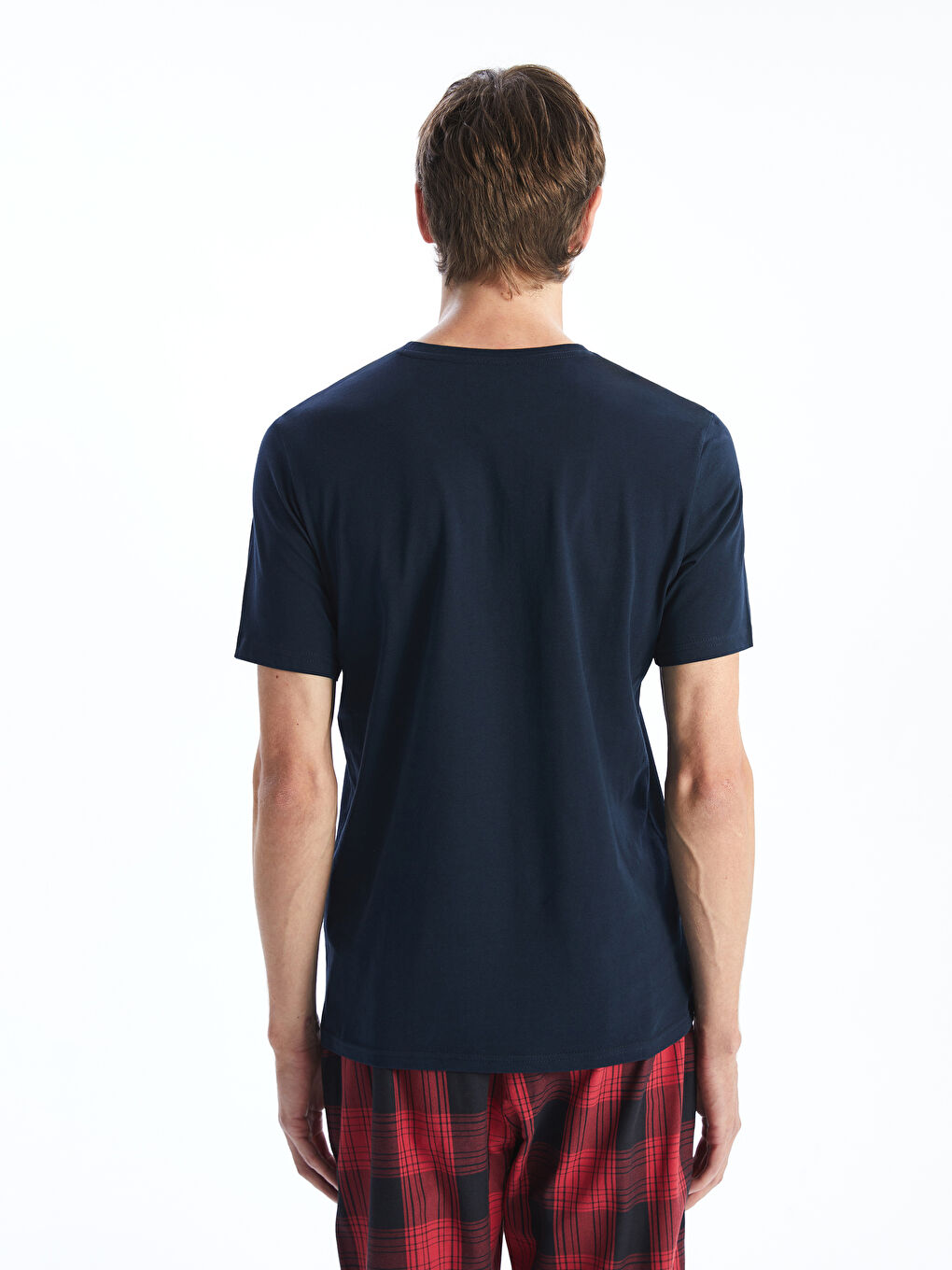 Crew Neck Short Sleeve Men's Pajama Top -S57256Z8-LBF