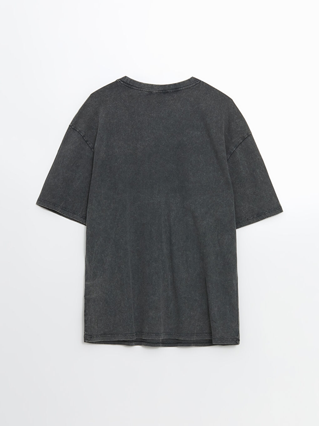 әйелдерге арналған дөңгелек жағалы принтті оверсайз футболка-5