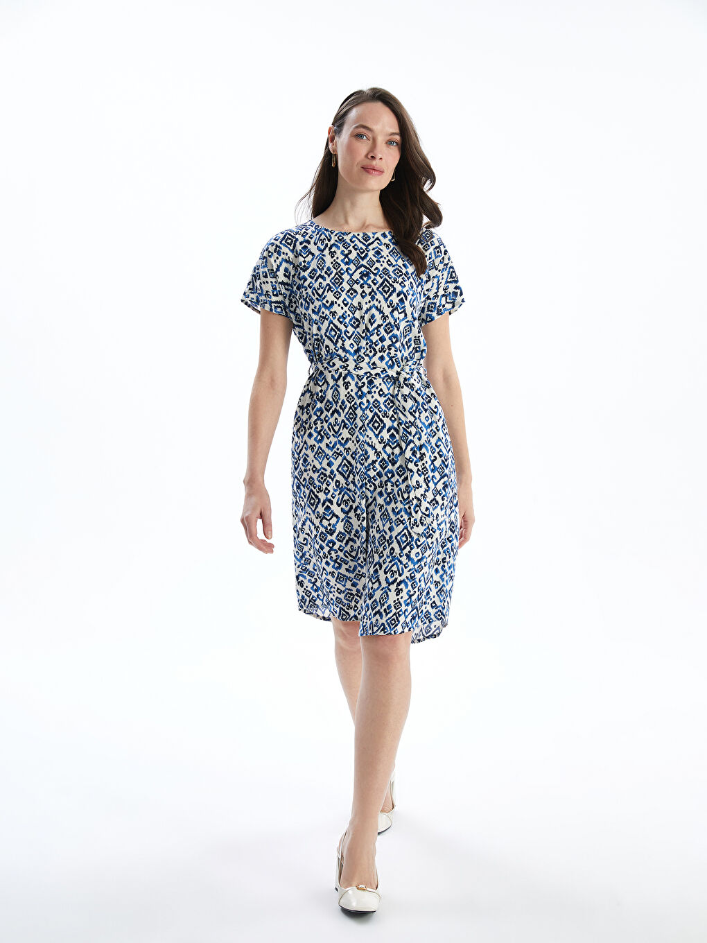 Crew Neck Patterned Women's Mini Dress -S57272Z8-LRA
