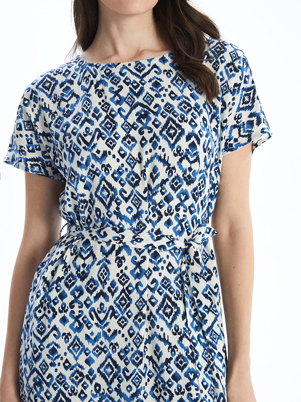 Crew Neck Patterned Women's Mini Dress -S57272Z8-LRA