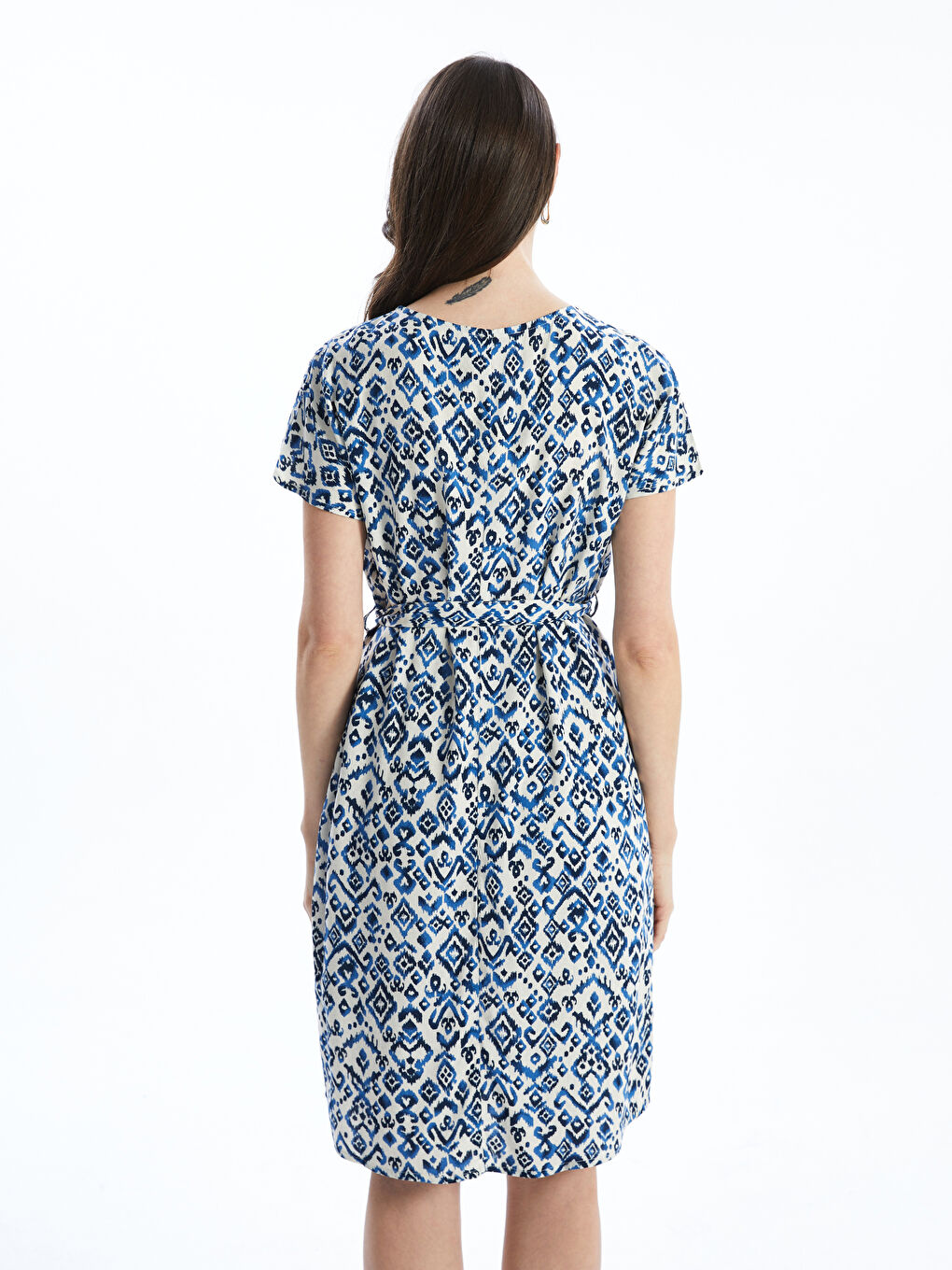 Crew Neck Patterned Women's Mini Dress -S57272Z8-LRA