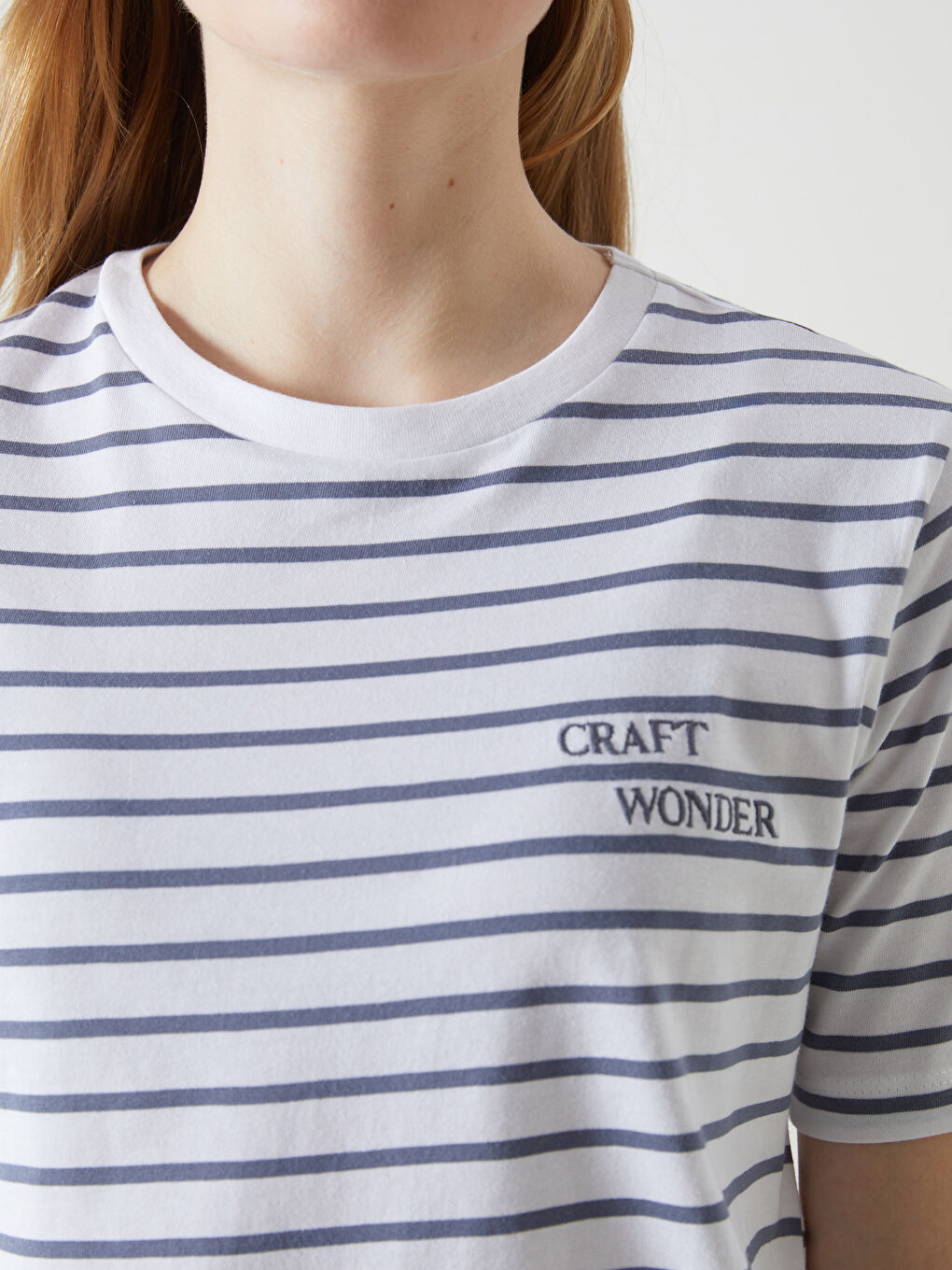 Crew Neck Striped Women T-Shirt -S57308Z8-LGB