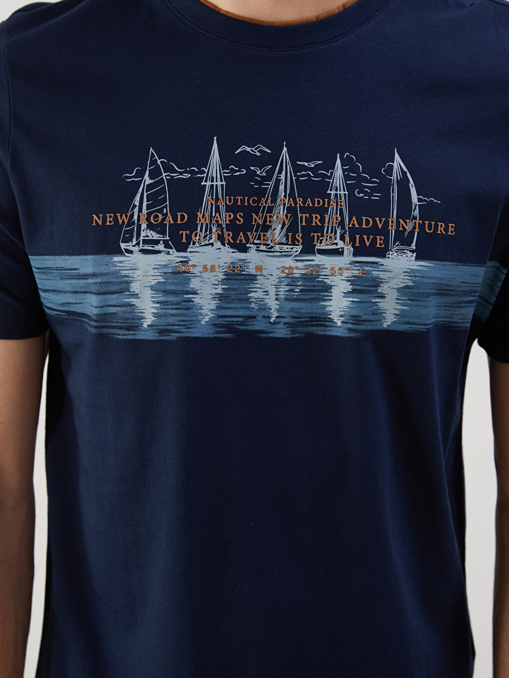 Crew Neck Short Sleeve Printed Combed Cotton Men's T-shirt -S57318Z8-DWP