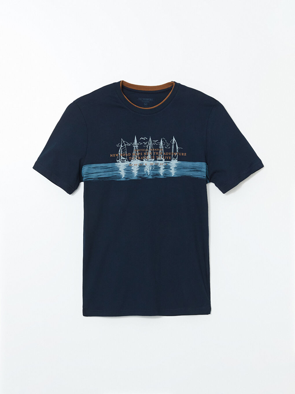 Crew Neck Short Sleeve Printed Combed Cotton Men's T-shirt -S57318Z8-DWP