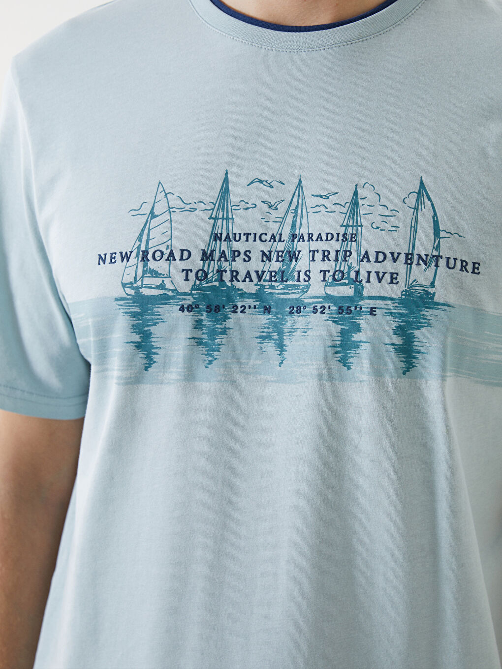 Crew Neck Short Sleeve Printed Combed Cotton Men's T-shirt -S57318Z8-G3L