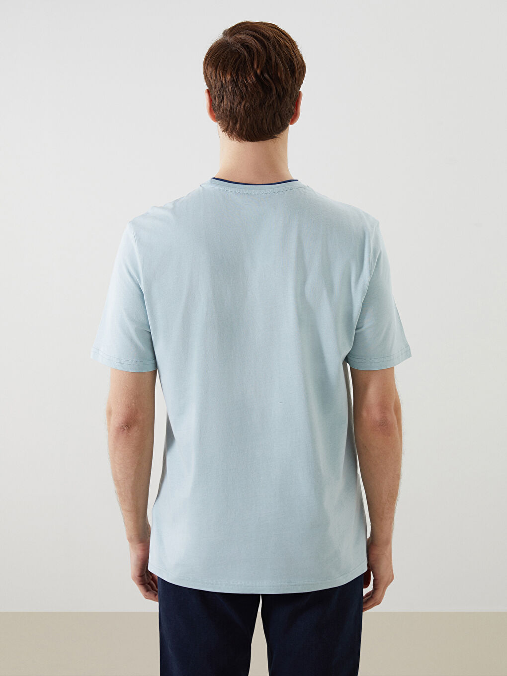 Crew Neck Short Sleeve Printed Combed Cotton Men's T-shirt -S57318Z8-G3L