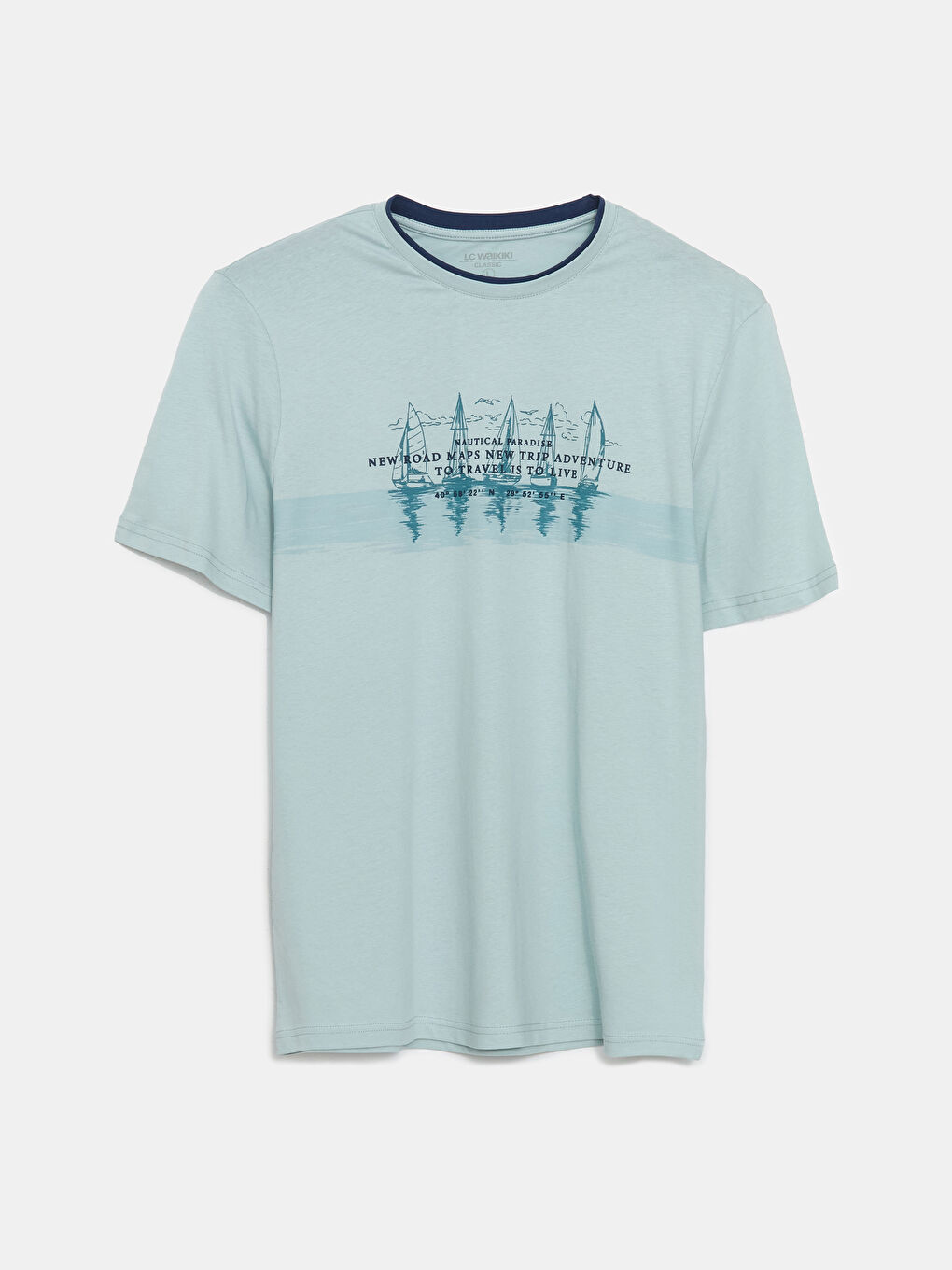 Crew Neck Short Sleeve Printed Combed Cotton Men's T-shirt -S57318Z8-G3L
