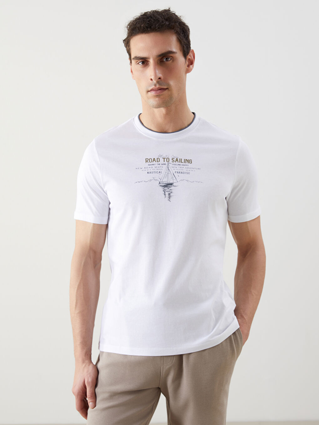 Crew Neck Printed Jersey Men's T-Shirt -S57319Z8-Q6K