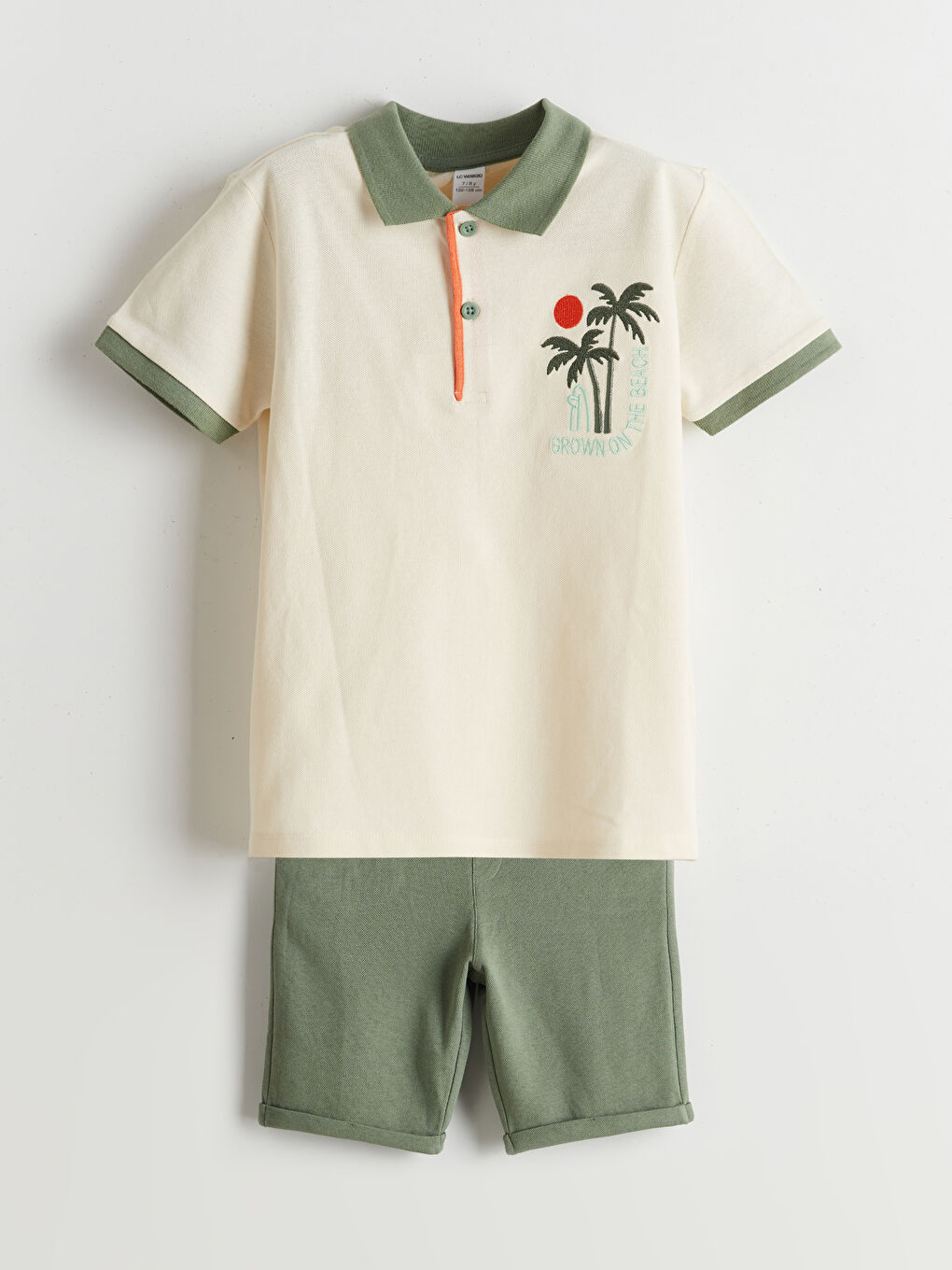 Polo Neck Embroidered Boys' T-Shirt and Shorts 2 Pack -S57335Z1-QVK