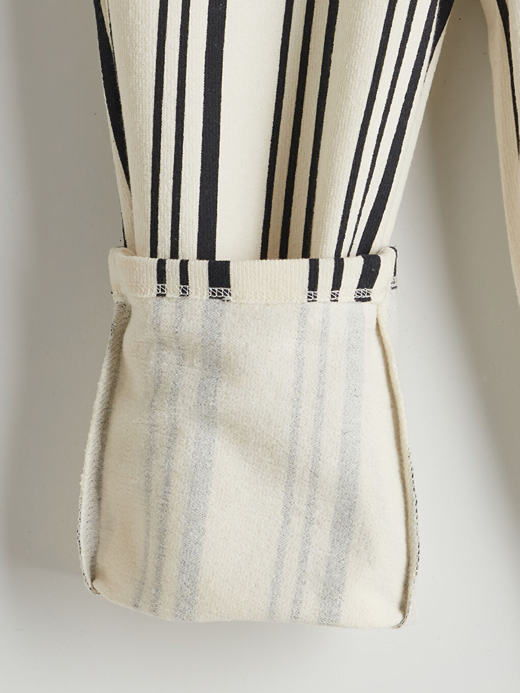 Bej Beli Lastikli Çizgili Erkek Çocuk Pantolon-2