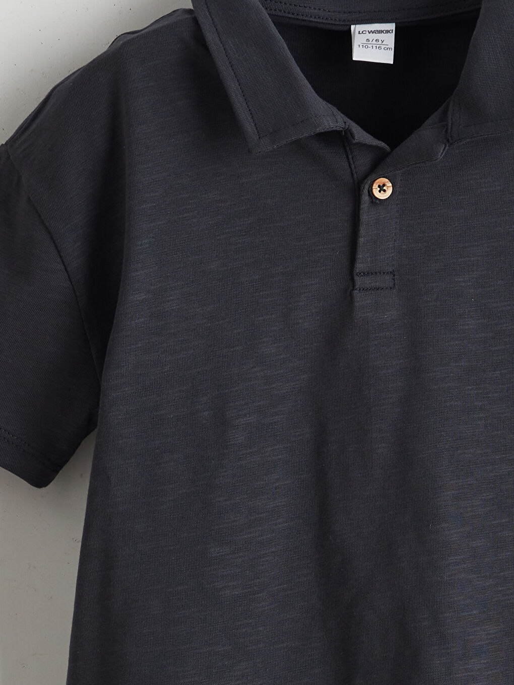 Antrasit Polo Yaka Erkek Çocuk Tişört-1