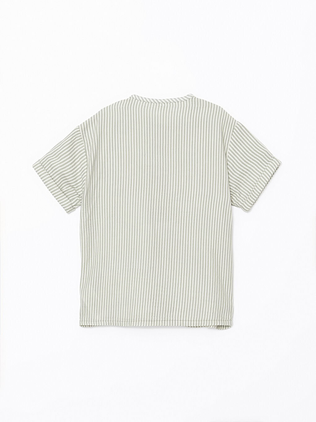 Ekru Bisiklet Yaka Çizgili Erkek Çocuk Gömlek-1