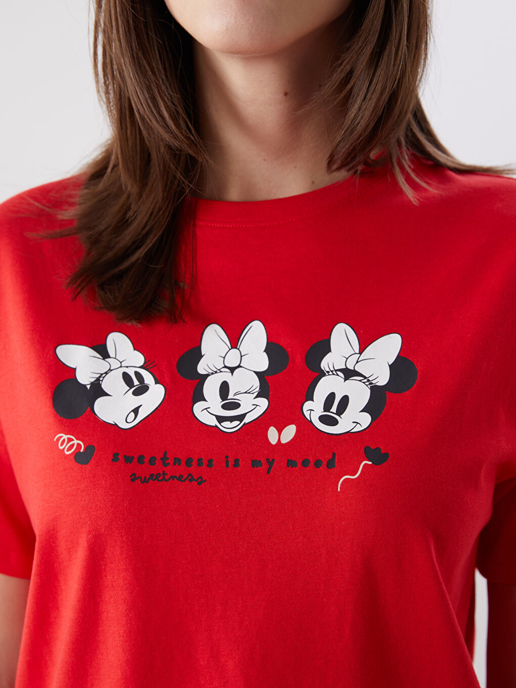 Crew Neck Minnie Mouse Printed Women's T-Shirt -S57401Z8-HC3