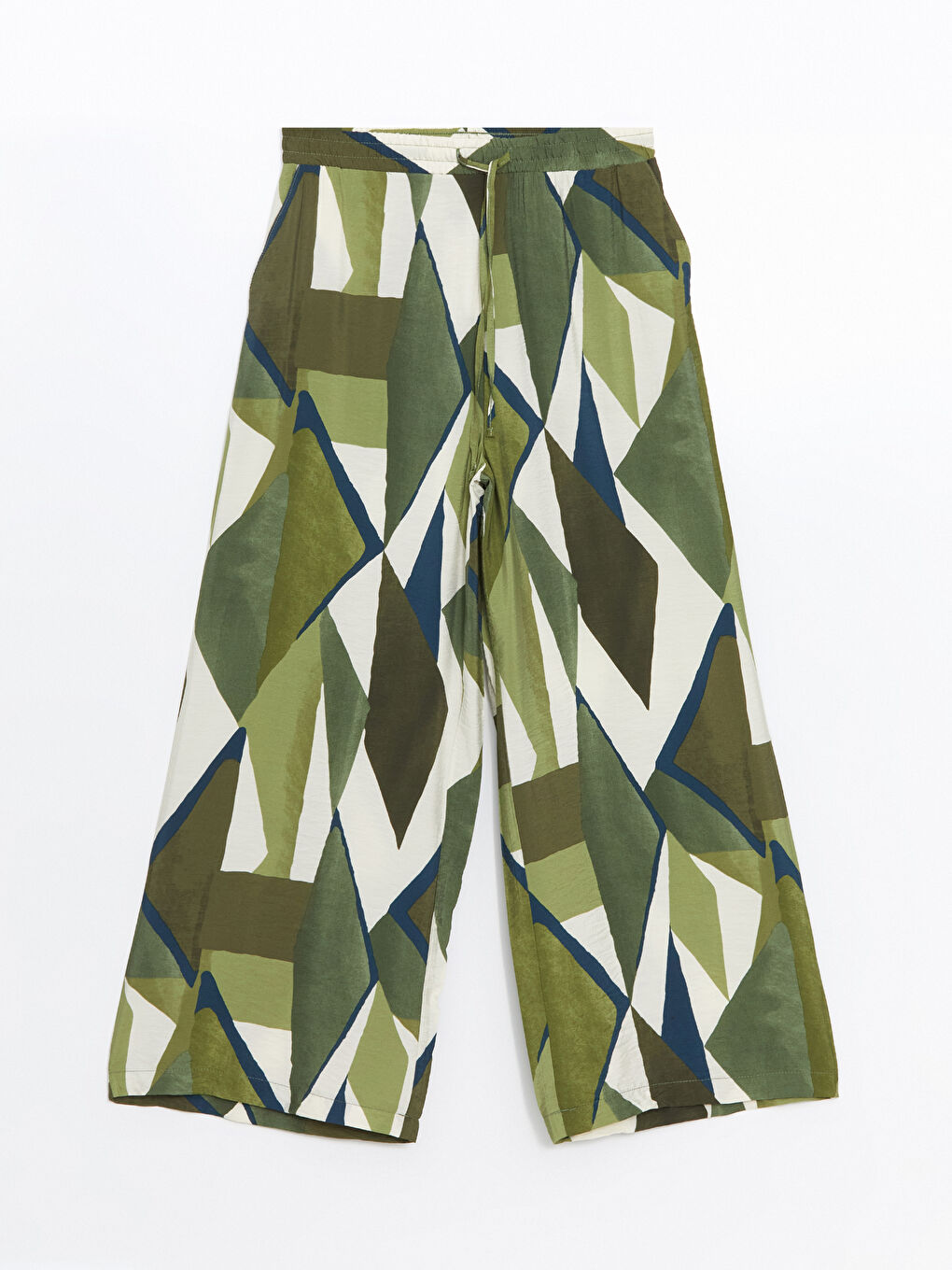 Elasticated Waist Patterned Wide Leg Women's Trousers-4