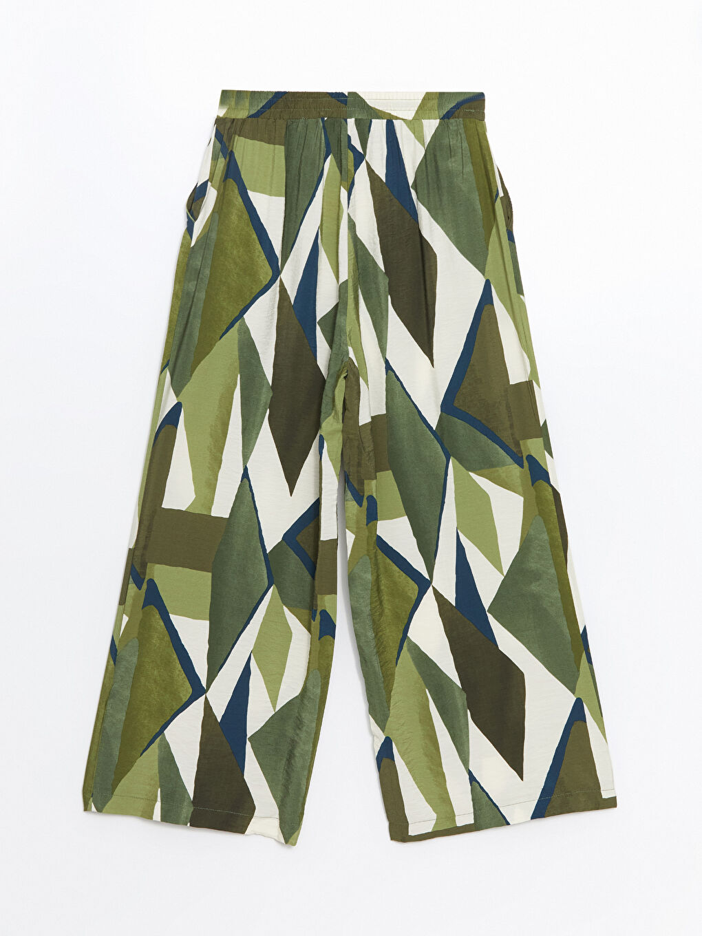 Elasticated Waist Patterned Wide Leg Women's Trousers-5