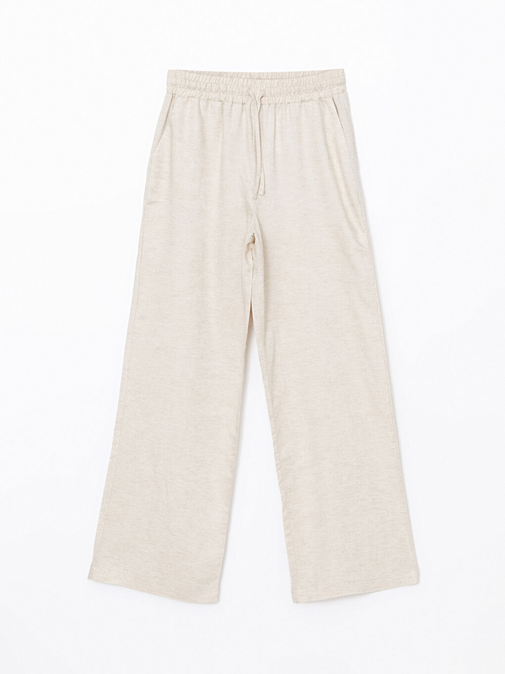 Women's Elastic Waist Linen Blend Trousers-4